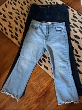 LOFT Light Blue Cropped Ankle Jeans & Dark Sailor Jeans, both Size 12 BUNDLE-2